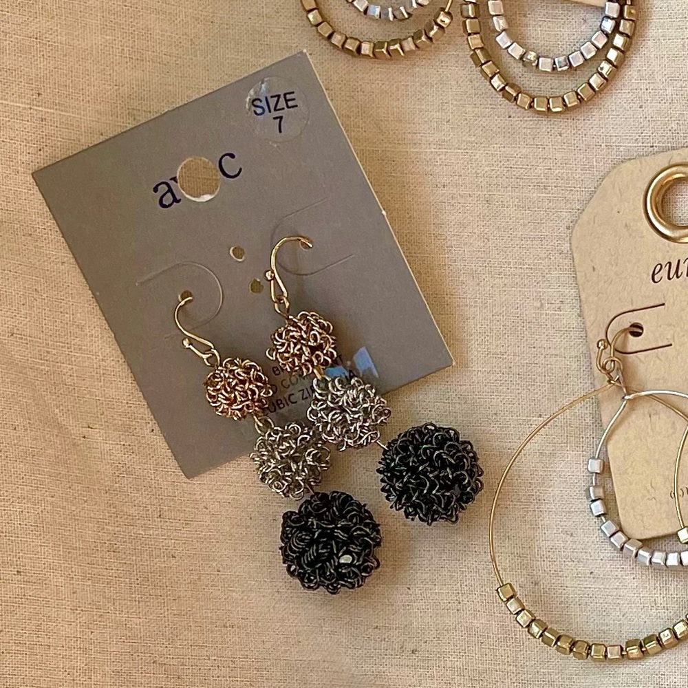 Try-tone dangling earrings - Picture 1 of 1
